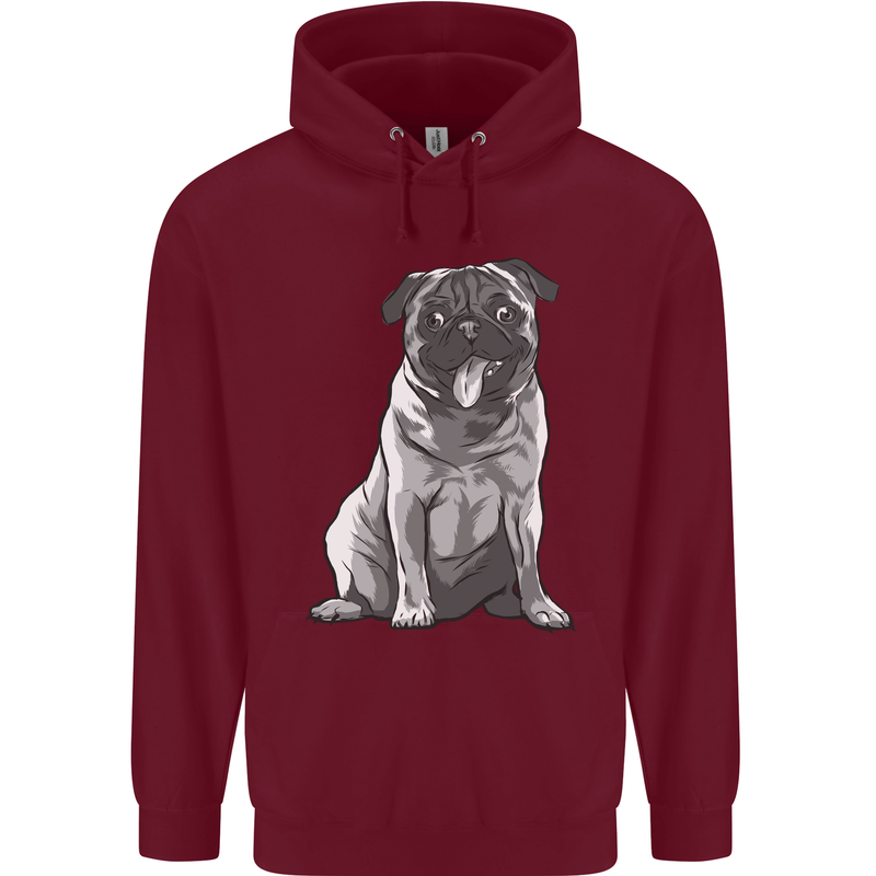 A Happy Pug Funny Dog Funny Childrens Kids Hoodie Maroon