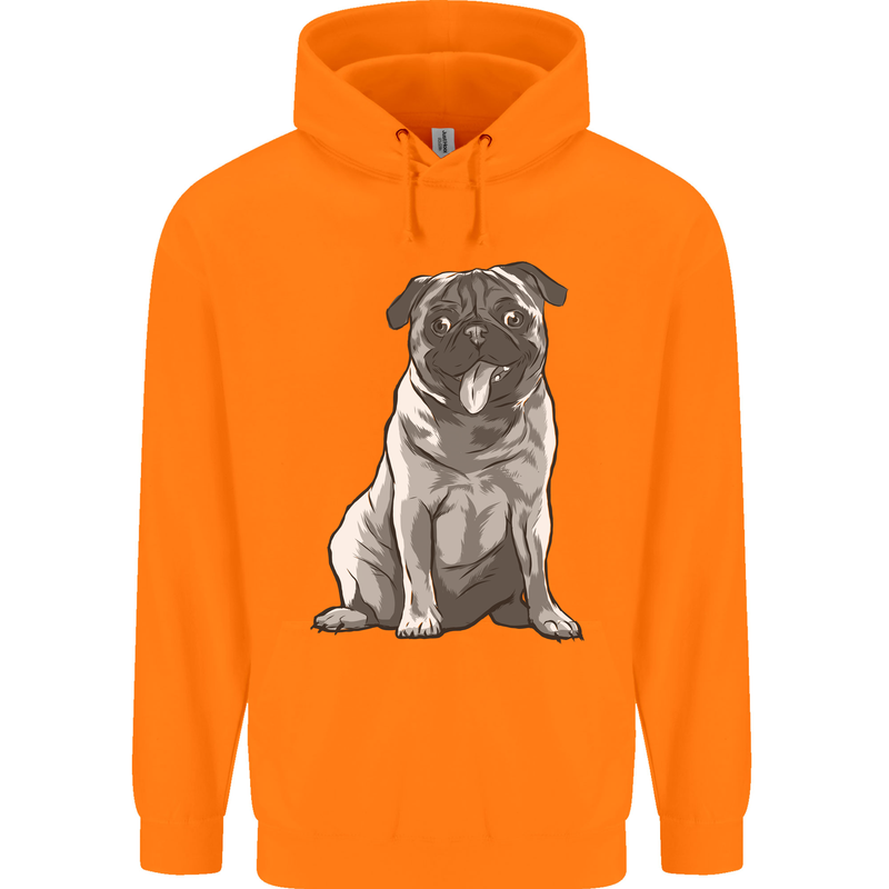 A Happy Pug Funny Dog Funny Childrens Kids Hoodie Orange