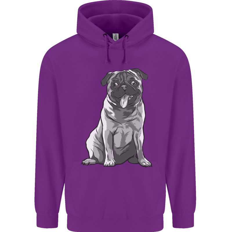 A Happy Pug Funny Dog Funny Childrens Kids Hoodie Purple