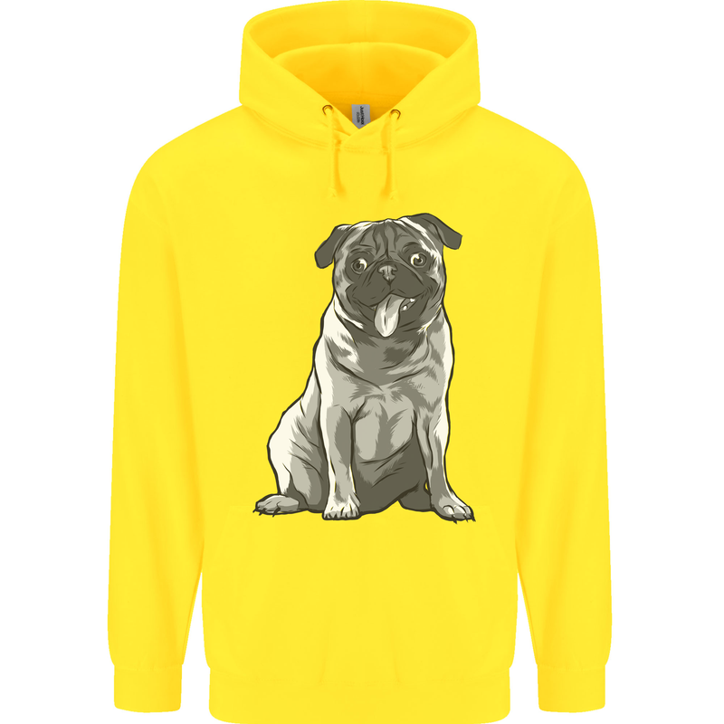 A Happy Pug Funny Dog Funny Childrens Kids Hoodie Yellow