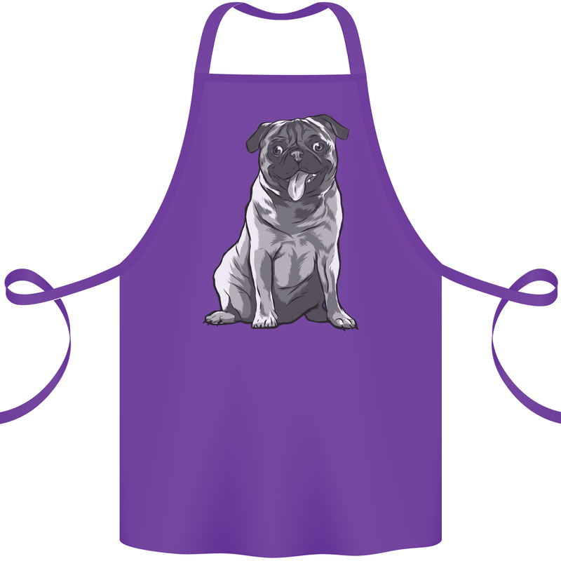 A Happy Pug Funny Dog Funny Cotton Apron 100% Organic Purple