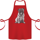 A Happy Pug Funny Dog Funny Cotton Apron 100% Organic Red