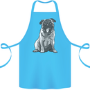 A Happy Pug Funny Dog Funny Cotton Apron 100% Organic Turquoise