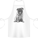 A Happy Pug Funny Dog Funny Cotton Apron 100% Organic White