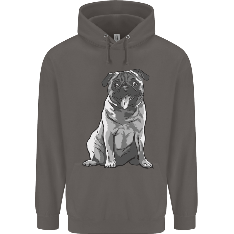 A Happy Pug Funny Dog Funny Mens 80% Cotton Hoodie Charcoal