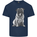 A Happy Pug Funny Dog Funny Mens Cotton T-Shirt Tee Top Navy Blue