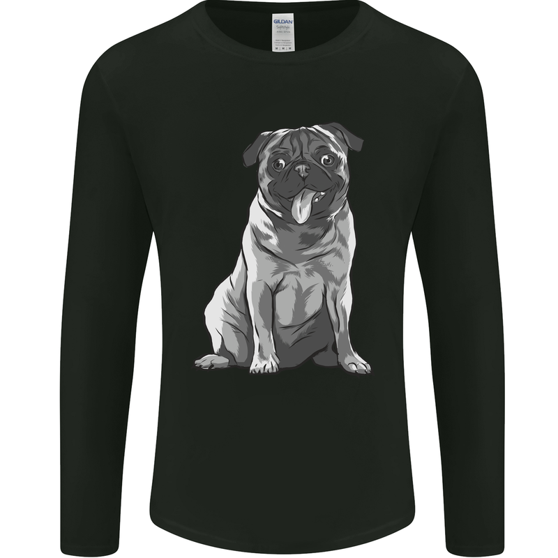 A Happy Pug Funny Dog Funny Mens Long Sleeve T-Shirt Black
