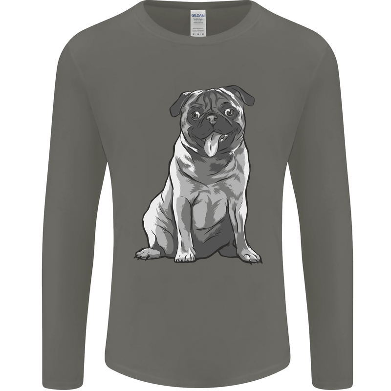 A Happy Pug Funny Dog Funny Mens Long Sleeve T-Shirt Charcoal
