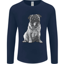A Happy Pug Funny Dog Funny Mens Long Sleeve T-Shirt Navy Blue