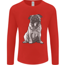 A Happy Pug Funny Dog Funny Mens Long Sleeve T-Shirt Red