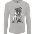 A Happy Pug Funny Dog Funny Mens Long Sleeve T-Shirt Sports Grey