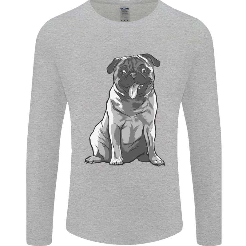 A Happy Pug Funny Dog Funny Mens Long Sleeve T-Shirt Sports Grey