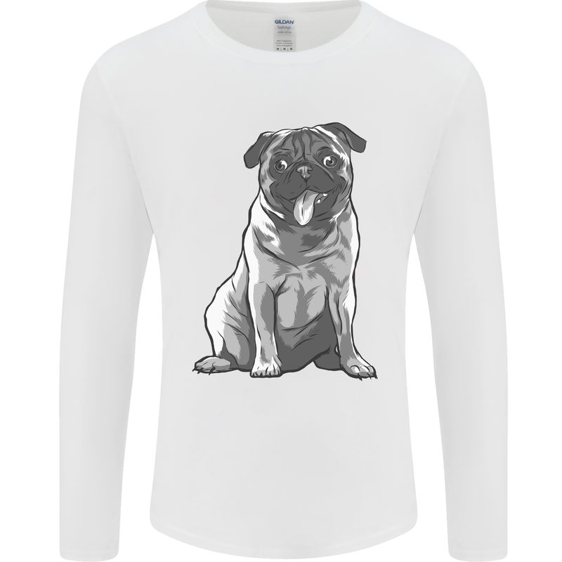 A Happy Pug Funny Dog Funny Mens Long Sleeve T-Shirt White
