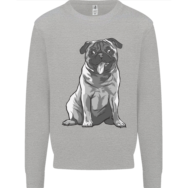 A Happy Pug Funny Dog Funny Mens Sweatshirt Jumper Sports Grey