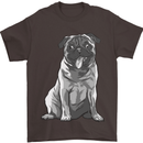A Happy Pug Funny Dog Funny Mens T-Shirt Cotton Gildan Dark Chocolate