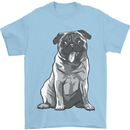 A Happy Pug Funny Dog Funny Mens T-Shirt Cotton Gildan Light Blue