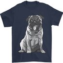A Happy Pug Funny Dog Funny Mens T-Shirt Cotton Gildan Navy Blue