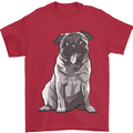 A Happy Pug Funny Dog Funny Mens T-Shirt Cotton Gildan Red