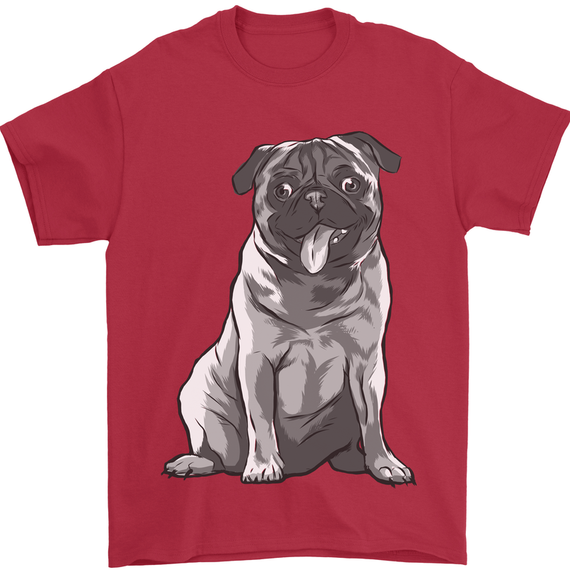 A Happy Pug Funny Dog Funny Mens T-Shirt Cotton Gildan Red