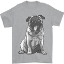 A Happy Pug Funny Dog Funny Mens T-Shirt Cotton Gildan Sports Grey