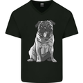 A Happy Pug Funny Dog Funny Mens V-Neck Cotton T-Shirt Black