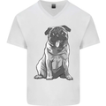 A Happy Pug Funny Dog Funny Mens V-Neck Cotton T-Shirt White