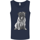 A Happy Pug Funny Dog Funny Mens Vest Tank Top Navy Blue