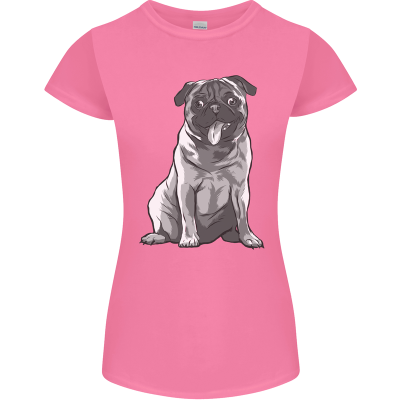 A Happy Pug Funny Dog Funny Womens Petite Cut T-Shirt Azalea