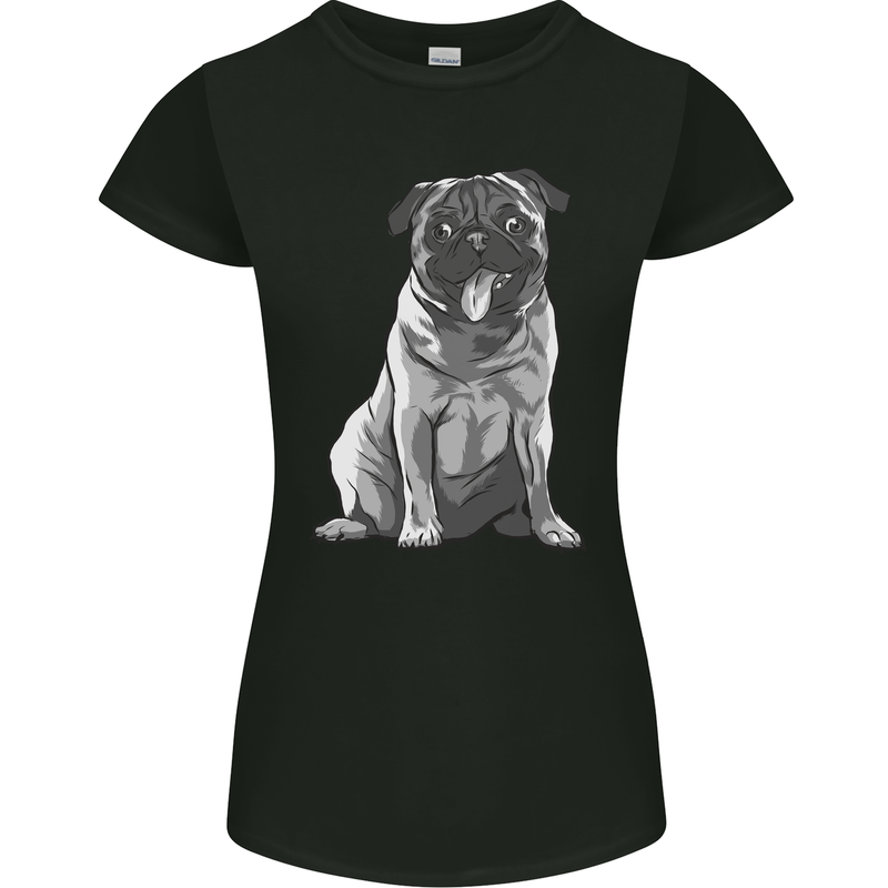 A Happy Pug Funny Dog Funny Womens Petite Cut T-Shirt Black