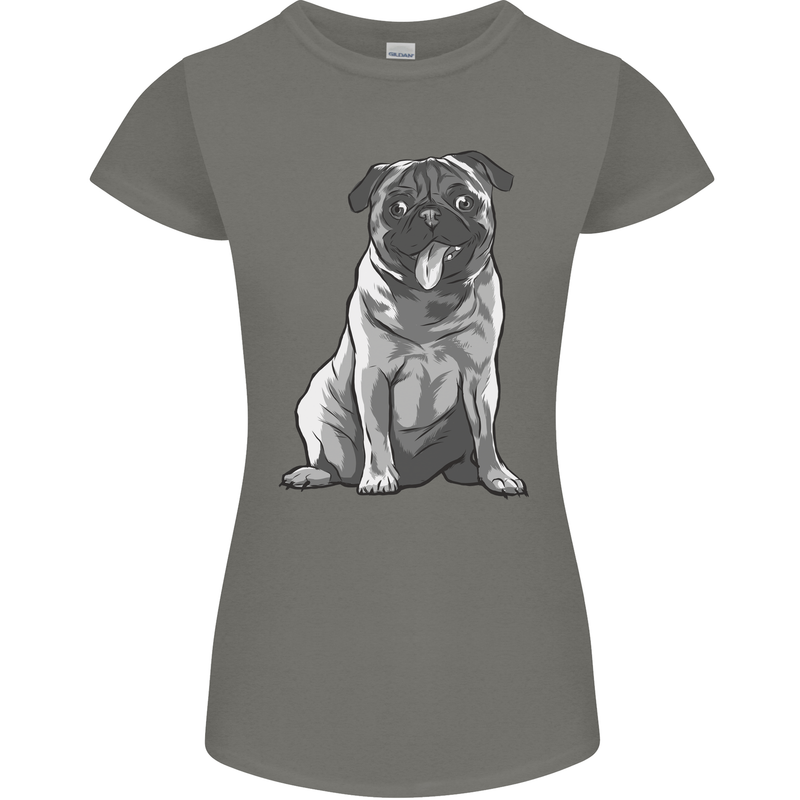 A Happy Pug Funny Dog Funny Womens Petite Cut T-Shirt Charcoal