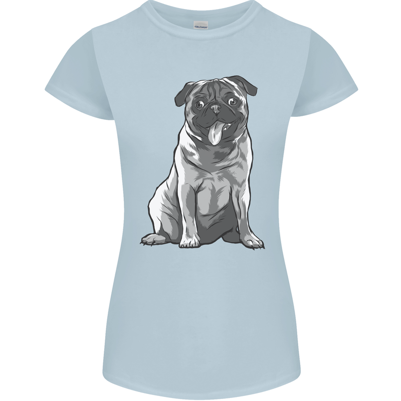 A Happy Pug Funny Dog Funny Womens Petite Cut T-Shirt Light Blue