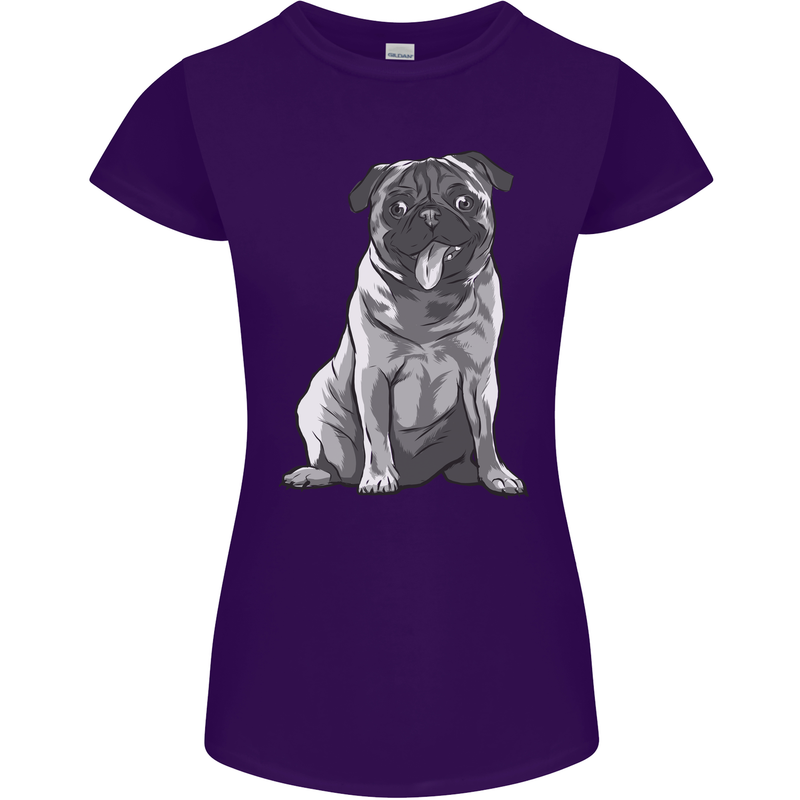 A Happy Pug Funny Dog Funny Womens Petite Cut T-Shirt Purple
