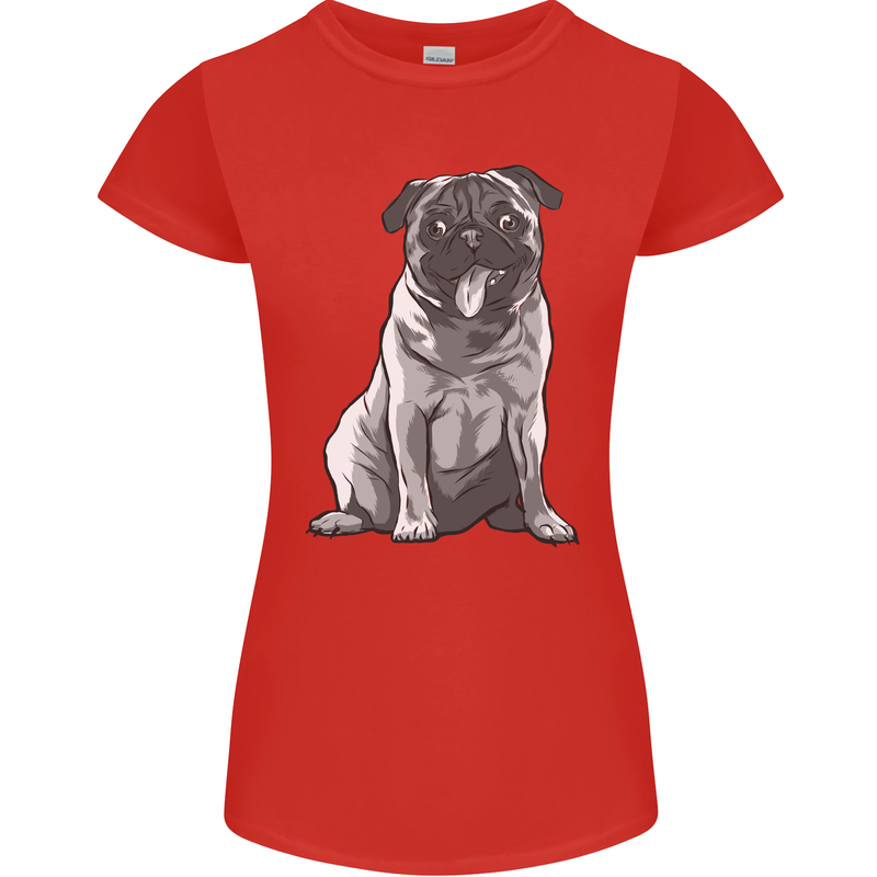 A Happy Pug Funny Dog Funny Womens Petite Cut T-Shirt Red