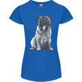 A Happy Pug Funny Dog Funny Womens Petite Cut T-Shirt Royal Blue