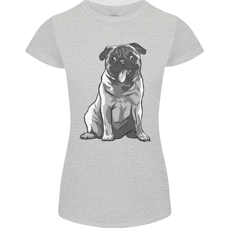 A Happy Pug Funny Dog Funny Womens Petite Cut T-Shirt Sports Grey