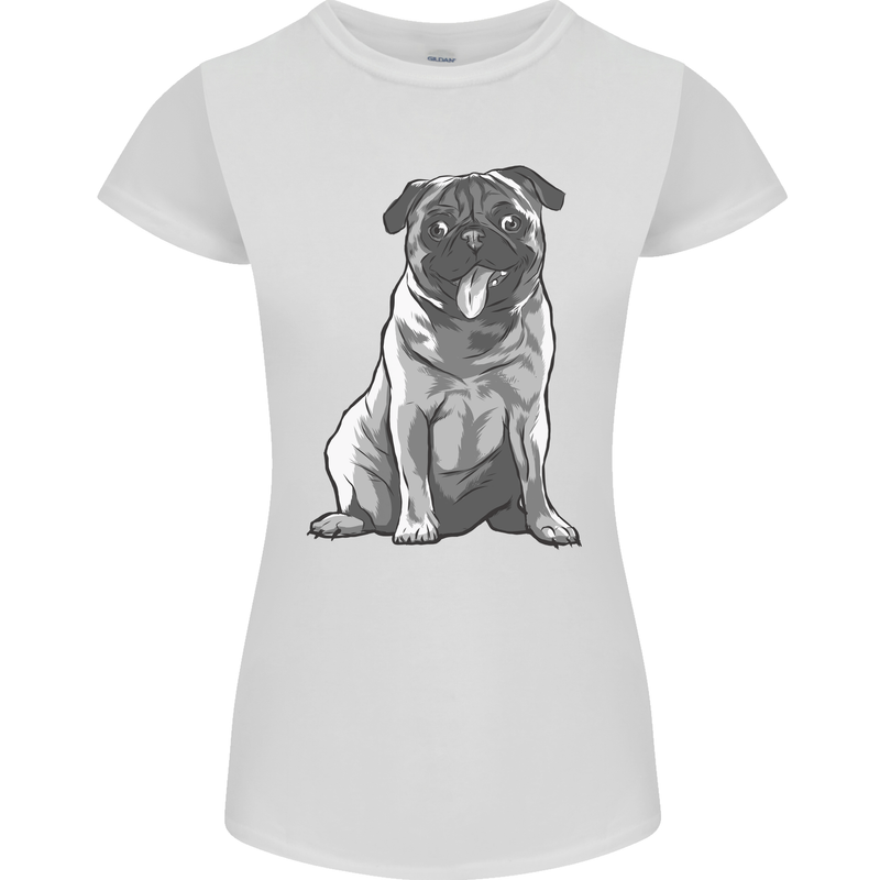 A Happy Pug Funny Dog Funny Womens Petite Cut T-Shirt White