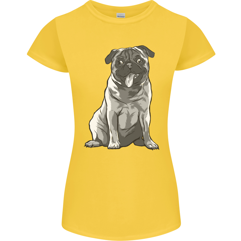 A Happy Pug Funny Dog Funny Womens Petite Cut T-Shirt Yellow