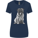 A Happy Pug Funny Dog Funny Womens Wider Cut T-Shirt Navy Blue