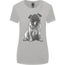 A Happy Pug Funny Dog Funny Womens Wider Cut T-Shirt Sports Grey