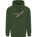 A Hawker Hurricane Flying Solo Childrens Kids Hoodie Forest Green