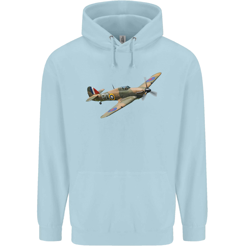 A Hawker Hurricane Flying Solo Childrens Kids Hoodie Light Blue