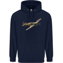 A Hawker Hurricane Flying Solo Childrens Kids Hoodie Navy Blue