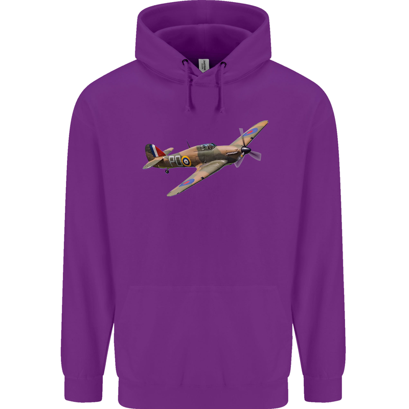 A Hawker Hurricane Flying Solo Childrens Kids Hoodie Purple