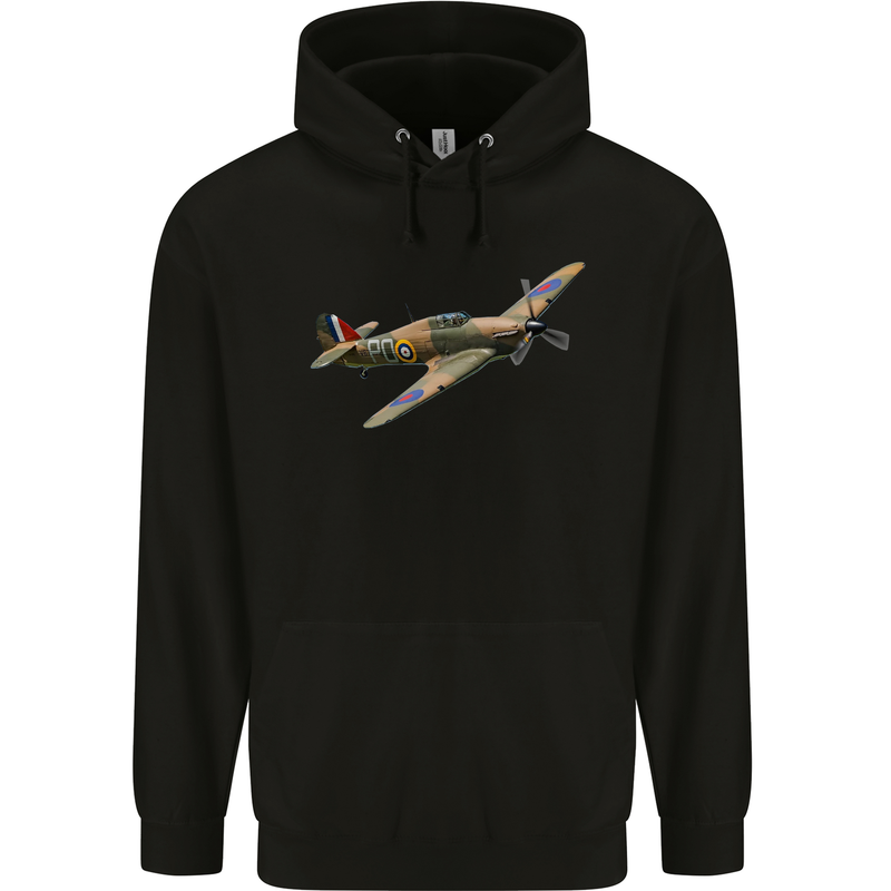 A Hawker Hurricane Flying Solo Mens 80% Cotton Hoodie Black