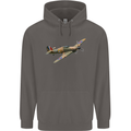 A Hawker Hurricane Flying Solo Mens 80% Cotton Hoodie Charcoal