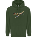 A Hawker Hurricane Flying Solo Mens 80% Cotton Hoodie Forest Green