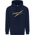 A Hawker Hurricane Flying Solo Mens 80% Cotton Hoodie Navy Blue