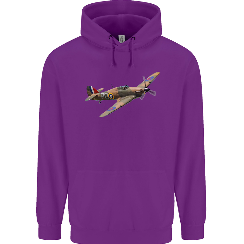 A Hawker Hurricane Flying Solo Mens 80% Cotton Hoodie Purple