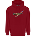 A Hawker Hurricane Flying Solo Mens 80% Cotton Hoodie Red