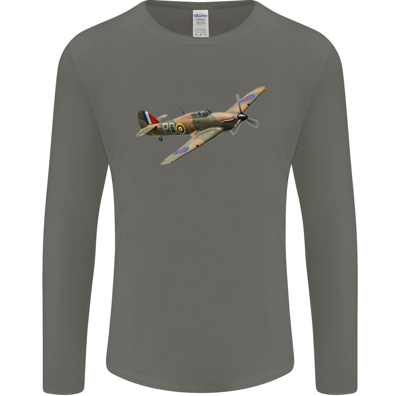 A Hawker Hurricane Flying Solo Mens Long Sleeve T-Shirt Charcoal